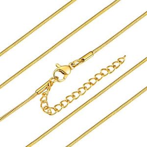 ChainsHouse Collar de Serpiente Oro baño Mujer 45cm Gargantilla de Cadenas Redondas con Alargador