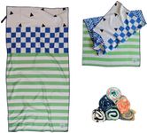 Desert Aqua Beach Towel || XL Waffle Weave Microfiber || Travels Compact || Quick Drying || Ultra Absorbent || Camping, Beach, Boating, Pool || Elastic Storage Loop || Kiwi… (New Wave)