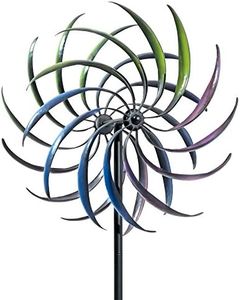 Bits and Pieces - The Original Rainbow Wind Spinner - Decorative Lawn Ornament Wind Mill - Tri-Colored Kinetic Garden Spinner