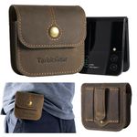 TarbicGear Holster for Samsung Z Flip 5/4/3, Motorola RAZR Series, Belt Clip Flip Phone Case with Card Holder & Magnetic Closure, Western Real Leather Pouch on Belt, Brown