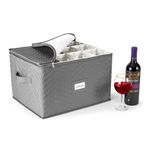 Sorbus Stemware Storage Chest - Deluxe Quilted Case with Dividers - Service for 12 - Great for Protecting or Transporting Wine Glasses, Champagne Flutes, Goblets, and more (Storage Glass - Gray)