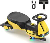 FanttikRide N10 Classic Electric Wiggle Car with Pedal, Type-C Rechargeable Battery, One-Click Detachable Mop, GlideWiz, Anti-Rollover, Flashing Wheels, Bluetooth, for Ages 3 and Up, 150 Lbs, Yellow