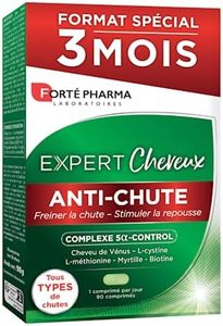 Forté Pharma - Expert Anti-Chute | Complément Alimentaire - Tous Types de Chute de cheveux | Force et Densité | Vitamine B6, Vitamine E, Myrtille, Cheveu de Vénus | 90 comprimés = 3 mois