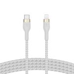 Belkin BoostCharge Pro Flex Braided USB Type C to Lightning Cable (1M/3.3FT), MFi Certified 20W Fast Charging PD Power Delivery for iPhone 14/14 Plus, 13, 12, Pro, Max, Mini, SE, iPad and More -White