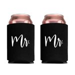 Pink Palm Co. Wedding Set of 2 Can Coolers | Can Holders for Grooms | Beverage Insulators for Newlyweds | Gay Couple | Wedding Toast | Engagement Party | Honeymoon (Mr. & Mr.)