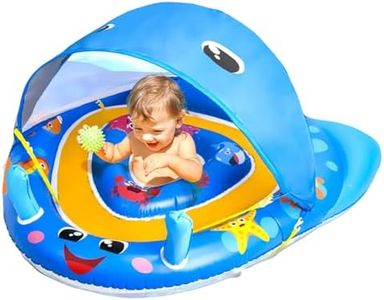 Baby Pool Float with Canopy Infant Float 6-24 Months Baby Swimming Float for Pool Toddler Pool Float with Shade UPF50+ Sun Protection Inflatable Pool Toys with Adjustable Safety Seat (Standard)