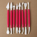 53 Arts Plastic Ceramic Pottery Tools Set of 8, Carving Double Heads Clay Modelling, Sculpting, Shaping, Fondant Cake Decorating, Polymer Tools for Art & Craft Supplies for Kids, Artist (Random Color)