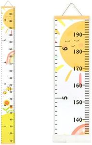 Mibote Baby Growth Height Chart Handing Ruler Wall Decor for Kids, Canvas Removable Height Growth Chart 79" x 7.9" (Sunshine)