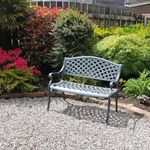 Lazy Susan Jasmine Metal Garden Bench | 2-seater in Slate Grey | Weatherproof Garden Bench | Cast aluminium | Rust Proof | 3 Year Guarantee