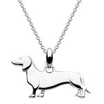 Dew Sterling Silver Sausage Dog Necklace of Length 45.7cm