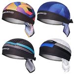 Tocypho Quick Dry Bandana Skull Cap Adjustable Beanie Cap Summer Moisture Cooling Helmet Liner for Cycling Motorcycle - 4 Pack