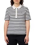 Tommy Hilfiger Women 1985 Piqué Stripe Polo Short-Sleeve Polo Shirt Regular Fit, White (Breton Stripes W White/Desert Sky), L