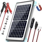 POWOXI Solar Panel, 12V 10W Magnetic Solar Battery Charger Maintainer, Built-in Intelligent Charge Controller, Waterproof Solar Trickle Charger Alligator Clip for Car RV Motorcycle Marine, etc.