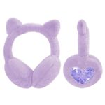 Ear Muffs Kids Winter Girls Earmuffs Cute Unicorn Cat Fluffy Ear Warmer Childrens Plush Thermal Furry Ear Covers Windproof Soft Headband Outdoor Sports Faux Fur Ski Cycling Headwear, (Purple Cat)