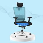 The Sleep Company Stylux Premium Ergonomic Office Chair | Patented SmartGRID Technology | SpinePro Adjustable Lumbar Support for Desk Chair | Chair for Work, Home, Study | Enduring Design | Blue