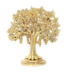 Two Moustaches 7.5 Inches Brass Kalpvriksh Tree Showpiece, Tree Showpiece for Home Decor, Gifts for Housewarming, Trees of Life, Feng Shui Gifts, Antique Yellow, Pack of 1