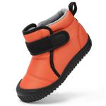 ASOCO DREAM Kids Boots Toddler Boys Girls Waterproof Ankle Boots Outdoor Fur Lined Snow Booties (Toddler/Little Kid),Orange,8 Toddler
