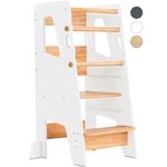 Ocodile Toddler Standing Tower - Safe Montessori Step Stool for Toddlers, Perfect Tower for Learning New Skills - Ideal Helper for Little Kids in The Kitchen - White…