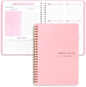 Weekly Planner Undated,Daily Planner，Budget Planner,A5 English Spiral Notebook,To Do List Work Diary Weekly Notes,Waterproof Pvc Cover,52 Weeks (Pink)