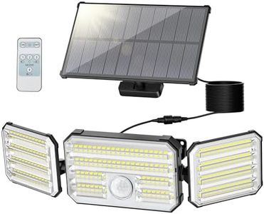 Faretto Led da Esterno Solare con Sensore di Movimento, Luce Solare Led Esterno con Funzione Allarme, 4 Modes IP67 Impermeabile Lampada Solare da Esterno con Telecomando e Pannello Solare per Giardino