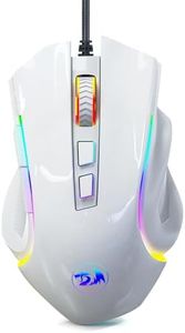 Redragon M602 RGB Wired Gaming Mouse RGB Spectrum Backlit Ergonomic Mouse Griffin Programmable with 8 Backlight Modes, Up to 7200 DPI for Windows PC Gamers (White)