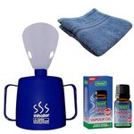 Medisure Steam Inhaler Bundle with Menthol & Eucalyptol Vapour Oil 10ml & Face Cloth - Sinus Relief, Cold & Flu Treatment, Nasal Inhaler, and Vaporiser for Cough, Blocked Nose & Fast Relief