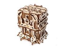 UGears Mechanical Game Device for Tabletop Games Deck Box to Carry or Store Deck and Keep Cards Safe for Card Games, Wooden Box Self Assembling Construction Set, Business Card Holder for Office Desk