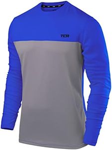 TCA Men's Element Long Sleeve Crew Neck Running Top - Gray/Blue, XL