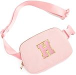 Gitus Gifts for 10 11 12 13 14 15 16 Year Old Girls Christmas Gifts for Teen Girls Sister Her Women Fanny Pack with Initial Letter Patch Belt Bag Crossbody Bag Tween Girls Trendy Stuff (Light Pink-H)