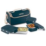 MILTON Lush Lunch Box I 1 Stainless Steel Container + 2 Microwave Safe - Cool Touch Body SS Container I BPA Free I Stylish Durable Jacket I Ideal for Office, School, Outdoor, Picnic, Black