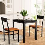 HOMOOI 3 Piece Dining Table Set with Cushioned Chairs, Modern Counter Height Dinette Set, Small Kitchen Table Set with 1 Table and 2 Chairs for Dining Room, Kitchen, Small Spaces