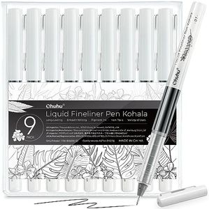 Ohuhu Liquid Fineliner Drawing Pens: 9 Sizes Liquid Fineliner Pens Pigment Black Ink Micro Pens Assorted Point Sizes No Bleed Smooth Writing for Drawing Writing Sketching Journaling Artists Beginners