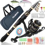 PLUSINNO Fishing Rod and Reel Combos Carbon Fiber Telescopic Fishing Pole with Spinning Reels Sea Saltwater Freshwater Kit Fishing Rod Kit