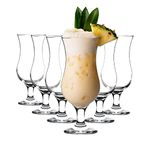 LAV 6X Clear 390ml Fiesta Pina Colada Glasses - Large Tall Hurricane Pineapple Martini Milkshake Party Drinking Glass Set