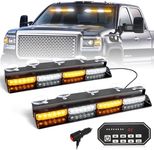 HLauto 604N Emergency Dash Strobe Lights w/Controller: 2x16.8 inch Amber White Security Light w/Take Down, 48 LED Safety Flashing Warning Hazard Interior Windshield Light Bar for Truck Vehicle