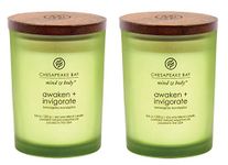 Chesapeake Bay Candle Mind & Body Scented Candle, Awaken + Invigorate (Lemongrass Eucalyptus), Medium, 2 Count