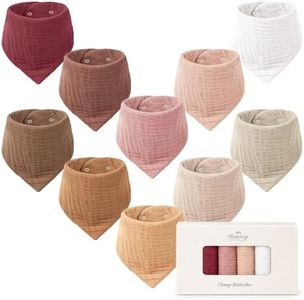 Konssy 10 Pack Baby Muslin Bandana Bibs for Drooling and Teething