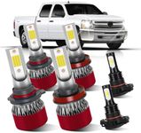 LSLIGHT Bulbs Fit for Chevrolet Silverado 1500 2500 3500HD 2008 2009 2010 2011 2013 2014 2015 9005 High Beam H11 Low Beam 5202 Fog Light Bulbs Combo with Cooling Fan Plug and Play 6PCS/PACK