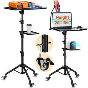 CAHAYA Projector Tripod Stand with Casters: Projector Stand 28-54in Height Adjustable Multifunctional Universal Laptop Stand DJ Rack Stand with Adjustable Height for Meeting Room DJ Equipment