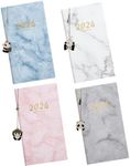 ozfuns 4 Packs 2024 diary Planner Weekly and Monthly planner Pocket Calendar A6 size Marble style cover, with 4 cute panda bookmarks Perfect value pack