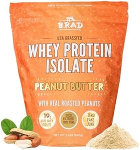 B.rad Grass-Fed Whey Protein Isolate Powder | 100% USA Sourced | 95% Purity, Cold Processed, Non-GMO, Gluten Free, Soy Free | 2 lb, 36 Servings | Peanut Butter