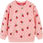 Bumeex Toddler Baby Girl Sweatshirt Sweater Clothes Fall Winter Crewneck Long Sleeve Shirt Top Clothing Outfit Pink Strawberry 18-24months 2t
