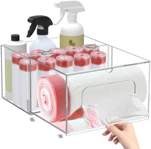 upcessory Acrylic Trash Bag Dispenser, 2 in 1 Extra Large Under Sink Garbage Bag Organizer, Kitchen Trash Bag Storage Holder with Lid for 13 30 33 Gallon Garbage Bag