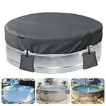 Sobana 7-8 ft Steel Round Stock Tank Pool Cover - Heavy Duty Waterproof Covers for Trough Pool, Wire Rope & Winch Design Increase Stability - Grey