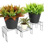 Meshable Moso 3 Tiered Plant Stand for Balcony and Living Room Made with Metal, Elegant Design and Rust Free Decorative Pot Stand For Indoor & Outdoor - Black (Set of 1)