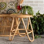 Baxton Studio Rinjani Modern Bohemian Natural Brown Rattan End Table