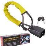 ANSIKE Steering Wheel Lock Seat Belt Lock Car Anti-Theft Device Universal Car Seat Belt Security Lock with 2 Keys Fit for Most Cars Vehicle SUV Golf Cart, Yellow