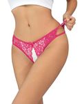 ohyeahlady Womens Lace French knickers Sexy Lingerie Side Hollow Out Hipster Panties Bow Tie Bikini Briefs Pink Thongs Size 12