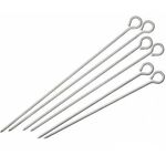 Stainless Steel Barbeque Rods (Skewers),Kebab Grilling,Tools for Home Party Picnic Skewers Set of 6 - (10 inch)