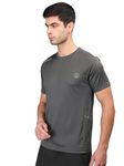 CHKOKKO Men's Gym Regular Fit Half Sleeves T-Shirt Darkgrey Size S